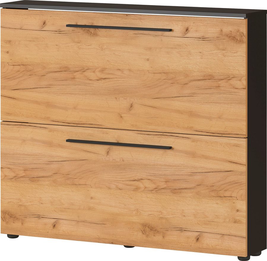 GERMANIA Schuhschrank Utah Schuhschrank in 2 Breiten, mit 2 oder 3 Klappen Tiefe: 19cm, ideal für schmale Flure, Metallschuhkörbe,Made in Germany von Germania