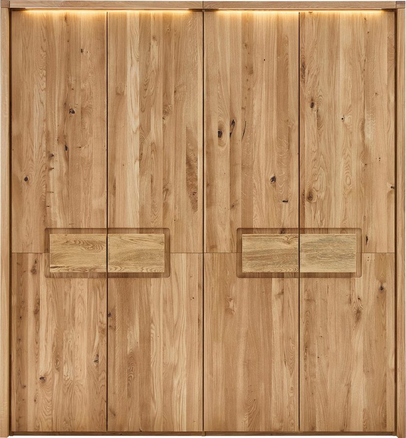 Home affaire Kleiderschrank Ambroise, aus Wildeiche, inkl. Passepartout Massivholz-Kleiderschrank, im 50 cm Raster planbar
