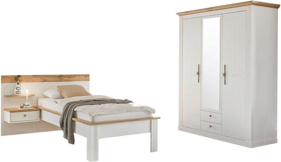 OTTO home Schlafzimmer-Set Westminster, beinhaltet 1 Bett, Kleiderschrank 3-türig und 1 Wandpaneel