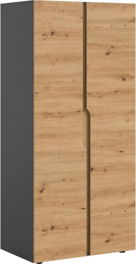 Home affaire Kleiderschrank BJÖRNEBORG, Schlafzimmerschrank, Garderobe, Schrank (inklusive Wechselblende in anthrazit und Artisan Eiche Nachbildung) Breite 80cm, Kleiderstange, 2 Böden von home affaire