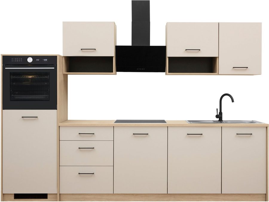 KOCHSTATION Küchenzeile KS-Kolari, Küchenblock Made in Germany, Breite 290 cm, wahlweise mit Hanseatic-E-Geräten