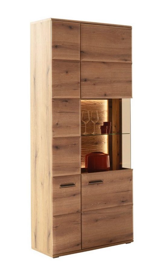 Furnhaus Vitrine Kombi-Vitrine Naxos, Eiche Evoke, ohne Beleuchtung