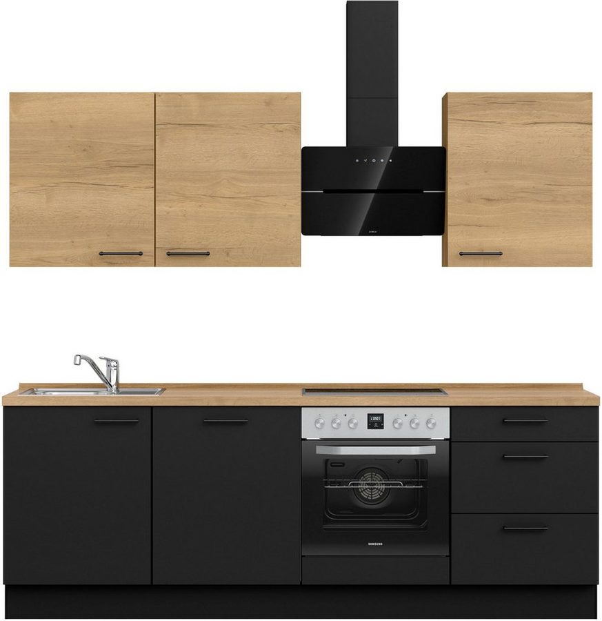 nobilia® Küchenzeile "MIAMI", NEU: individuell anpassbar mit gratis Profi-Beratung, vormontiert, Breite 240 cm, Ausrichtung wählbar, wahlw. mit E-Geräten