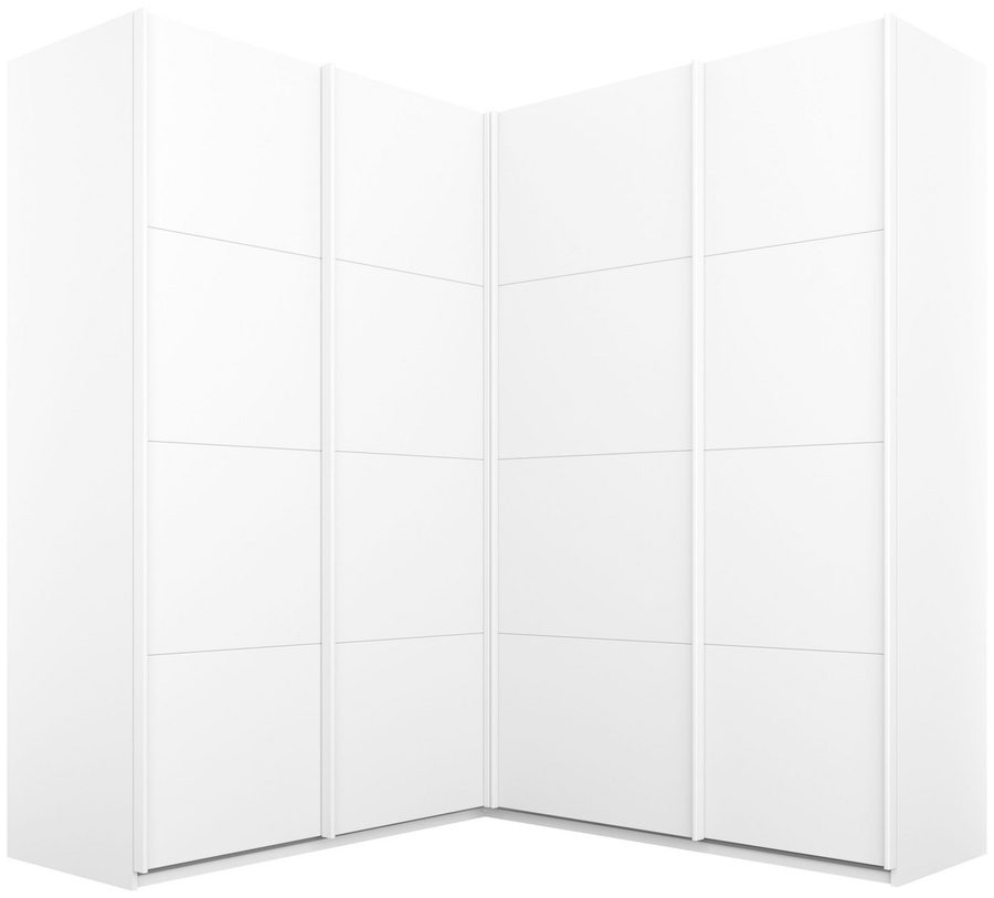 rauch Schwebetürenschrank Schrank Garderobe Eckkleiderschrank QUADRA Front in Dekor/Hochglanz (in den Höhen 210/229 cm, inkl. Soft-Close-Funktion) großer Eckschrank mit viel Stauraum, Maß 181x187 cm MADE IN GERMANY