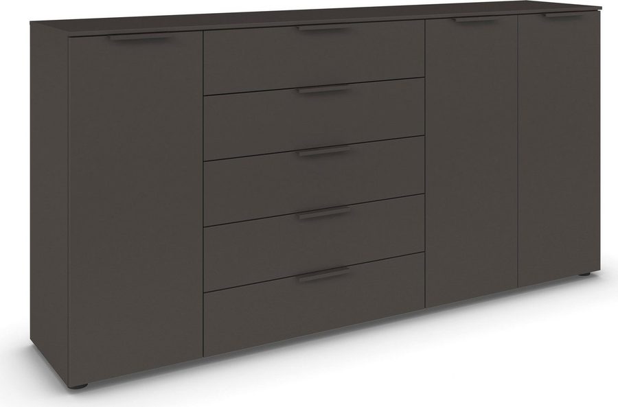 rauch Schubkastenkommode Kommode Türkommode Sideboard Kombikommode FLIPP (Breite 200 cm mit 4 Einlegeböden), 3-türig mit 5 Schubladen und Soft-Close-Funktion von Rauch