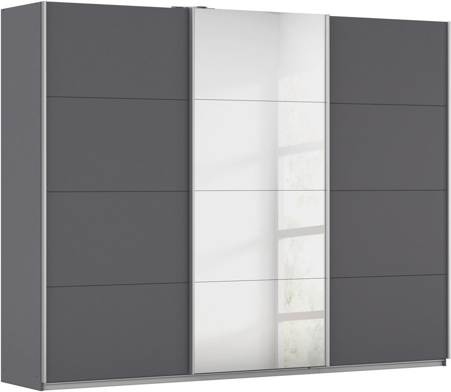 rauch Schwebetürenschrank Kleiderschrank Schrank Garderobe Wäscheschrank Ankleide KULMBACH (Breite 271 cm) in 2 Höhen erhältlich, mit Metallgriffleisten MADE IN GERMANY