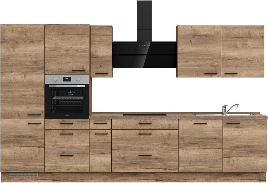 nobilia® Küchenzeile "Structura II", NEU: individuell anpassbar mit gratis Profi-Beratung, vormontiert, Breite 360 cm, Ausrichtung wählbar, wahlw. mit E-Geräten