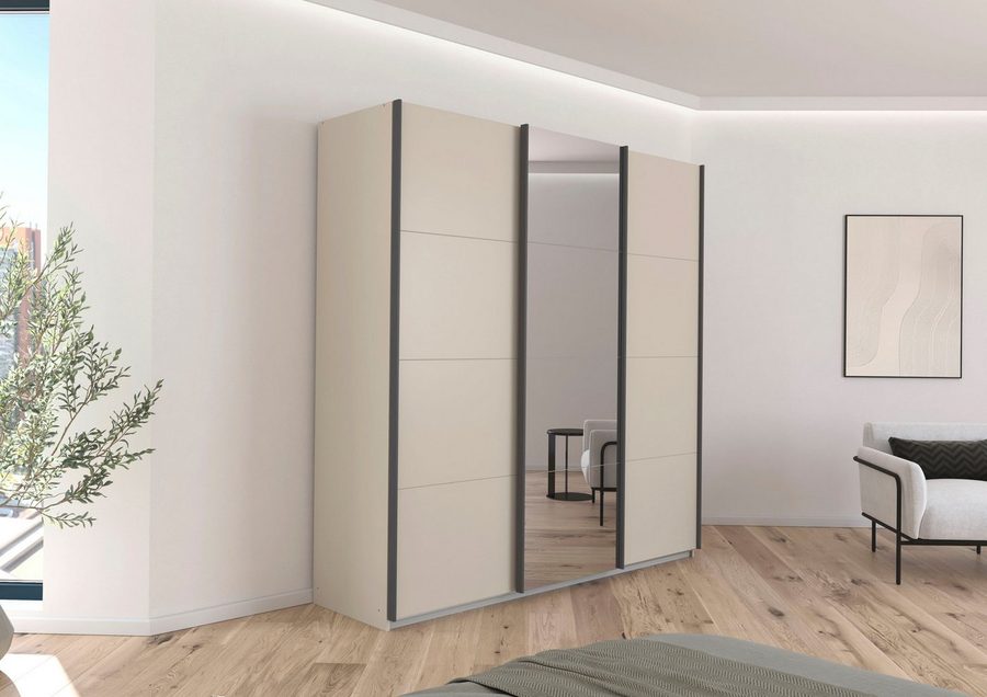 OTTO home Schwebetürenschrank Kleiderschrank Schrank Schlafzimmerschrank Garderobe AGORDO (Breiten 203/271/315/360 cm in drei Griff-Farben - NEU: Farbe SCHWARZ) Top Innenausstattung, in 4 Breiten und 2 Höhen MADE IN GERMANY
