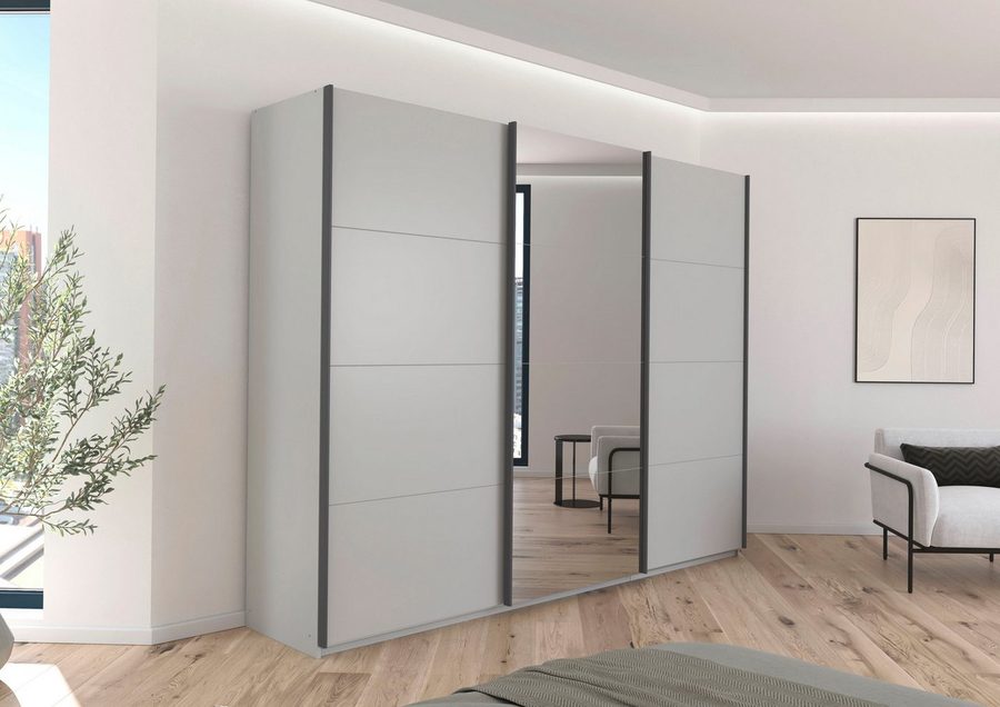 OTTO home Schwebetürenschrank Kleiderschrank Schrank Schlafzimmerschrank Garderobe AGORDO (Breiten 203/271/315/360 cm in drei Griff-Farben - NEU: Farbe SCHWARZ) Top Innenausstattung, in 4 Breiten und 2 Höhen MADE IN GERMANY