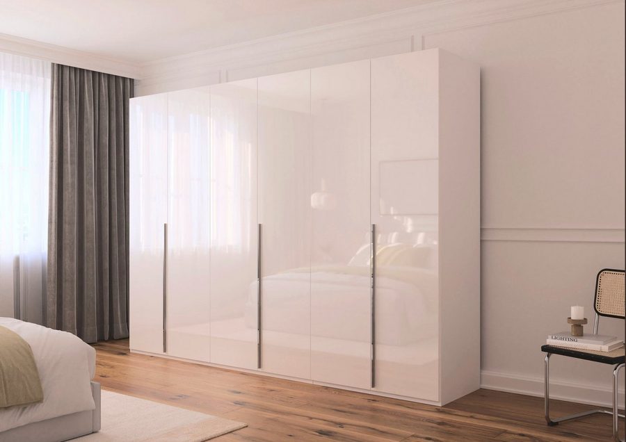 rauch Drehtürenschrank Kleiderschrank Schrank Garderobe Wäscheschrank BESTSELLER MONTCLAR (3 Ausstattungen BASIC/CLASSIC/PREMIUM (SOFT-CLOSE), Breiten 201-400 cm) Front in Glas/Hochglanz/Dekor/Grauspiegel in 5 Breiten MADE IN GERMANY
