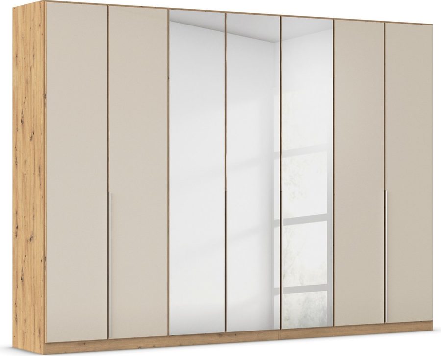 OTTO home Drehtürenschrank Kleiderschrank Schrank Garderobe AGORDO mit Glasfront und Spiegel (in zwei Griff-Farben, Breiten 91-405 cm) durchdachte Innenausstattung, in 8 Breiten und 2 Höhen MADE IN GERMANY