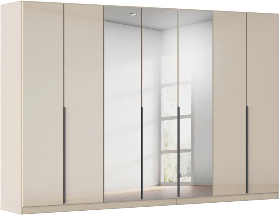 OTTO home Drehtürenschrank Kleiderschrank Schrank Garderobe AGORDO mit Glasfront und Spiegel (in zwei Griff-Farben, Breiten 91-405 cm) durchdachte Innenausstattung, in 8 Breiten und 2 Höhen MADE IN GERMANY