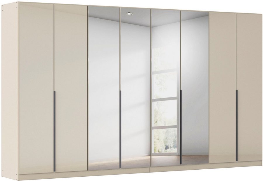 OTTO home Drehtürenschrank Kleiderschrank Schrank Garderobe AGORDO mit Glasfront und Spiegel (in zwei Griff-Farben, Breiten 91-405 cm) durchdachte Innenausstattung, in 8 Breiten und 2 Höhen MADE IN GERMANY