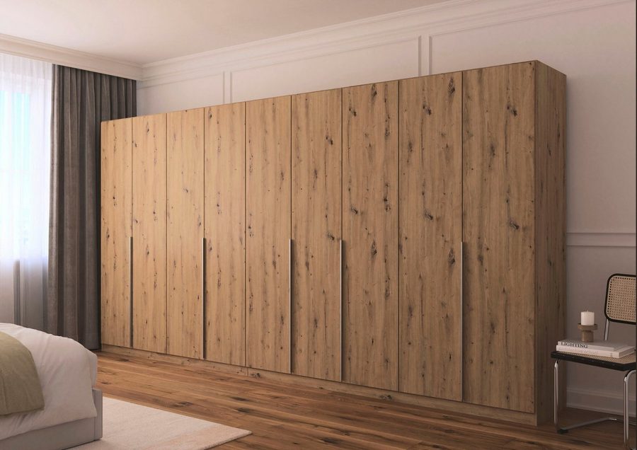 OTTO home Drehtürenschrank Kleiderschrank Schrank Garderobe AGORDO Schlafzimmer (in zwei Griff-Farben, Breiten 91-405 cm, Dekor- oder Hochglanzfront) durchdachte Innenausstattung, in 8 Breiten und 2 Höhen MADE IN GERMANY