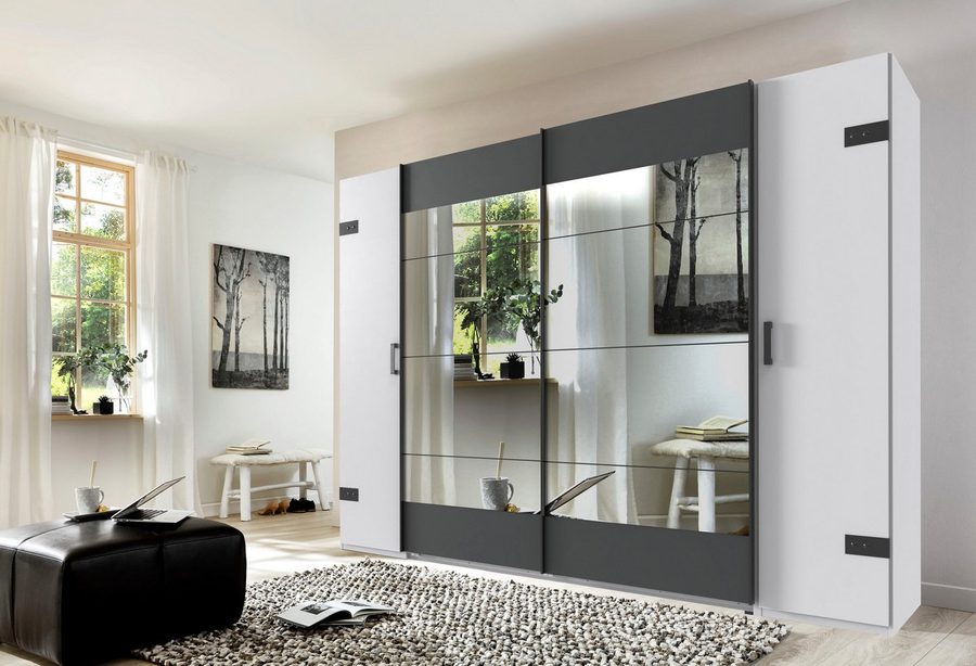 Wimex Schwebetürenschrank Stockholm, Schlafzimmerschrank mit Industrial-Look, rustikale Optik Kleiderschrank mit Spiegel BESTSELLER Schrank Garderobe