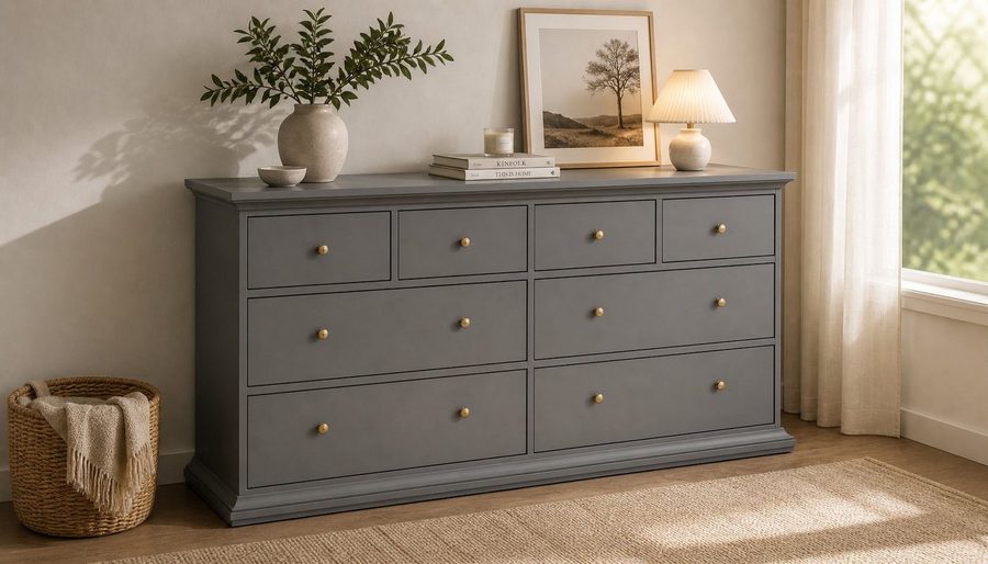 Home affaire Kommode Paris, Aufbewahrung, Schubladenschrank, Stauraum, mit 8 Schubladen, Landhausstil, Elegant, geräumig, Breite 184 cm, Höhe 87 cm