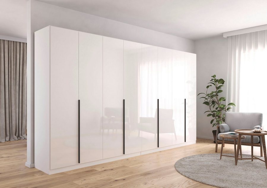 OTTO home Drehtürenschrank Kleiderschrank Schrank Garderobe AGORDO Schlafzimmer (in zwei Griff-Farben, Breiten 91-405 cm, Dekor- oder Hochglanzfront) durchdachte Innenausstattung, in 8 Breiten und 2 Höhen MADE IN GERMANY