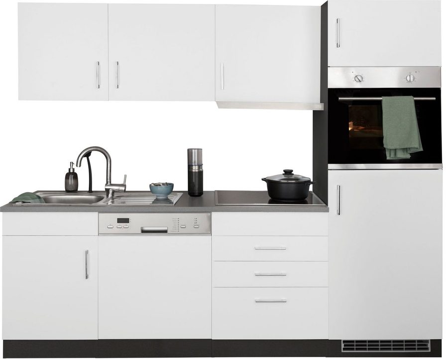 KOCHSTATION Küchenzeile KS-Paris, Breite 230 cm, wahlweise mit E-Geräten und Induktion