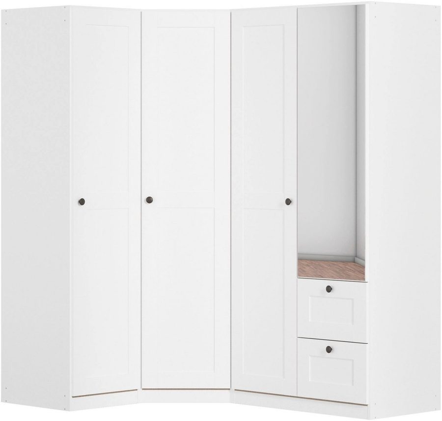 OTTO home Schrank-Set Mehrzweckschrank Aktenschrank Möbel Mietswohnung Schlafzimmer YLVA, (Set, 3-St., Schenkelmaß: 131x176 cm, Höhe 197 cm), skandinavischer Style mit Rahmenfront und Knopfgriffen MADE IN GERMANY
