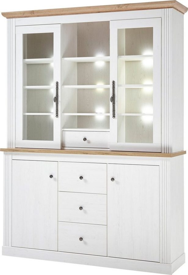 OTTO home Buffet Westminster, Buffetschrank im Landhausstil, Schrank, Hochschrank Metallgriffe, ausreichend Stauraum, in 2 Farben erhältlich