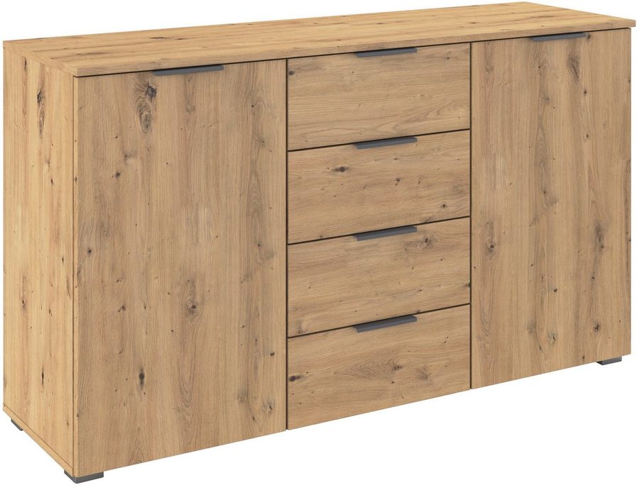 OTTO home Kombikommode Sideboard Schubladenkommode AGORDO mit Dekor- oder Hochglanzfront (in zwei Griff-Farben, Breite 120 cm), vier große Schubladen, mit insgesamt 4 Einlegeböden MADE IN GERMANY von OTTO home