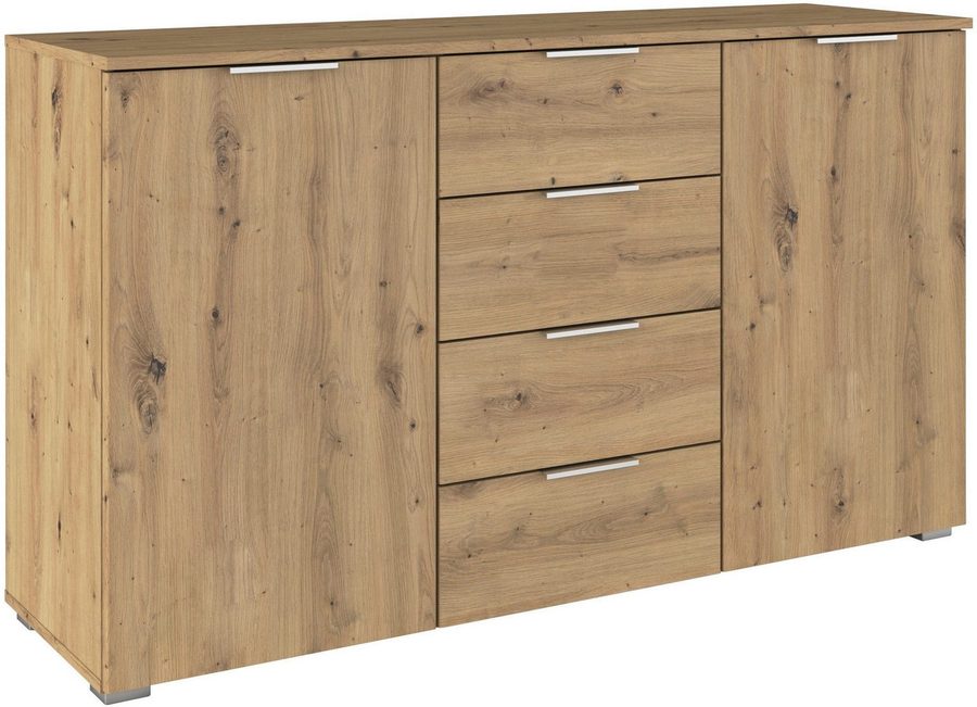 OTTO home Kombikommode Sideboard Schubladenkommode AGORDO mit Dekor- oder Hochglanzfront (in zwei Griff-Farben, Breite 120 cm), vier große Schubladen, mit insgesamt 4 Einlegeböden MADE IN GERMANY von OTTO home