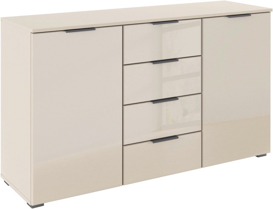 OTTO home Kombikommode Sideboard Kombikommode Schubladenkommode AGORDO mit Glasfront (in zwei Griff-Farben, Breite 120 cm), vier große Schubladen, mit insgesamt 4 Einlegeböden MADE IN GERMANY von OTTO home