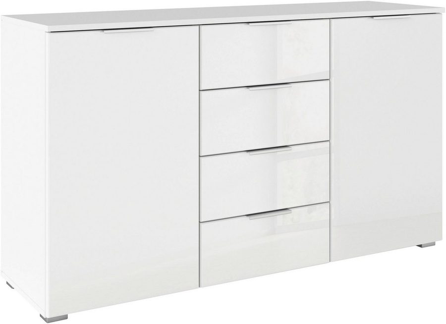 OTTO home Kombikommode Sideboard Kombikommode Schubladenkommode AGORDO mit Glasfront (in zwei Griff-Farben, Breite 120 cm), vier große Schubladen, mit insgesamt 4 Einlegeböden MADE IN GERMANY