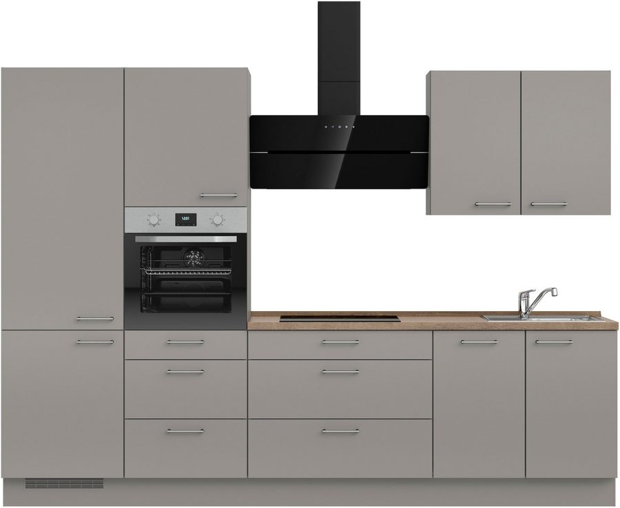 nobilia® Küchenzeile "Laser II", NEU: individuell anpassbar mit gratis Profi-Beratung, vormontiert, 300 cm breit, optional mit verschiedenen E‑Geräte-Sets
