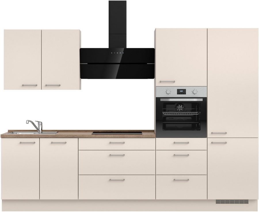 nobilia® Küchenzeile "Laser II", NEU: individuell anpassbar mit gratis Profi-Beratung, vormontiert, 300 cm breit, optional mit verschiedenen E‑Geräte-Sets