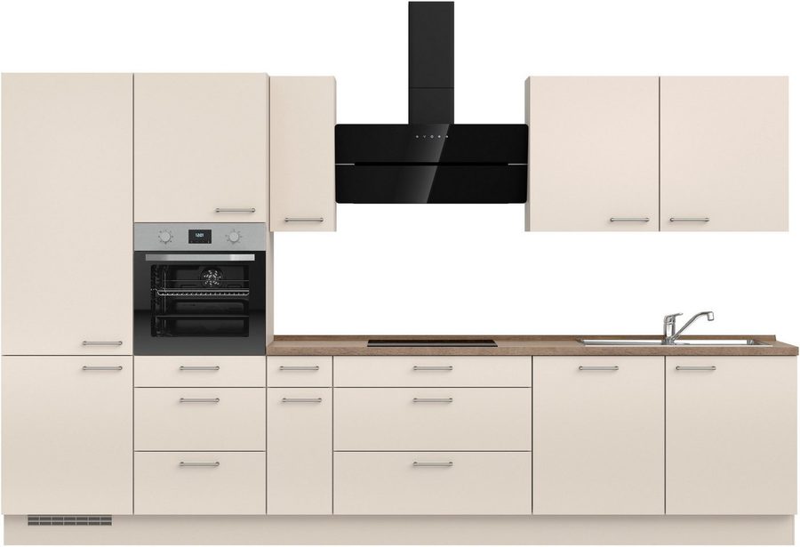 nobilia® Küchenzeile "Laser II", NEU: individuell anpassbar mit gratis Profi-Beratung, vormontiert, 360 cm breit, optional mit verschiedenen E‑Geräte-Sets