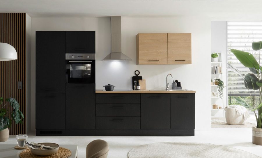 KOCHSTATION Küchenzeile KS-Malfi, Breite 320cm, wahlweise mit E-Geräten, Arbeitsplatte 38mm Stärke