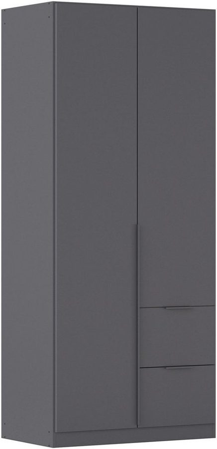 OTTO home Kleiderschrank Schrank Garderobe Schlafzimmerschrank Ankleide Mietswohnung AGORDO (Breite 91 cm Höhe 210/229 cm, mit 4 Schubladen) Graumetallic, Griffe aus Metall Graumetallic MADE IN GERMANY von OTTO home