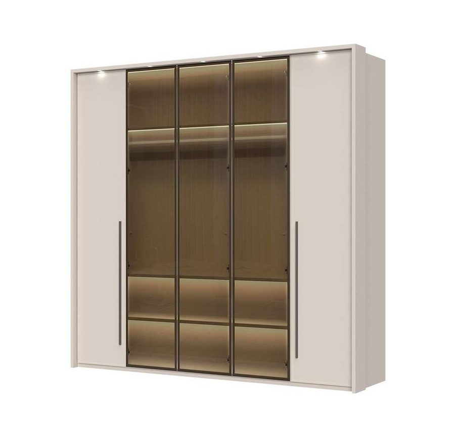 OTTO home Drehtürenschrank Opera Parsol-Glastüren, LED-Innenbeleuchtung, mit und ohne Kranz Glastüren, UV-Lack, LED-Innenbeleuchtung, Soft-Close-Funktion