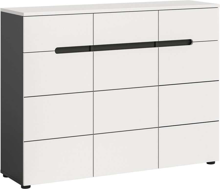 Home affaire Garderobenschrank REHAT, TOPSELLER!, Breite 120 cm, 3 Türen, 3 Schubkästen, 12 Fächer (1-St., in verschiedenen Farben erhältlich, Platz für ca. 24 Paar Schuhe) Schuhschrank, Kommode, Schuhkommode, Anrichte, Sideboard von home affaire