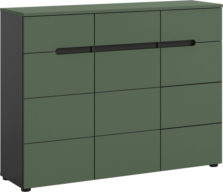 Home affaire Garderobenschrank REHAT, TOPSELLER!, Breite 120 cm, 3 Türen, 3 Schubkästen, 12 Fächer (1-St., in verschiedenen Farben erhältlich, Platz für ca. 24 Paar Schuhe) Schuhschrank, Kommode, Schuhkommode, Anrichte, Sideboard von home affaire