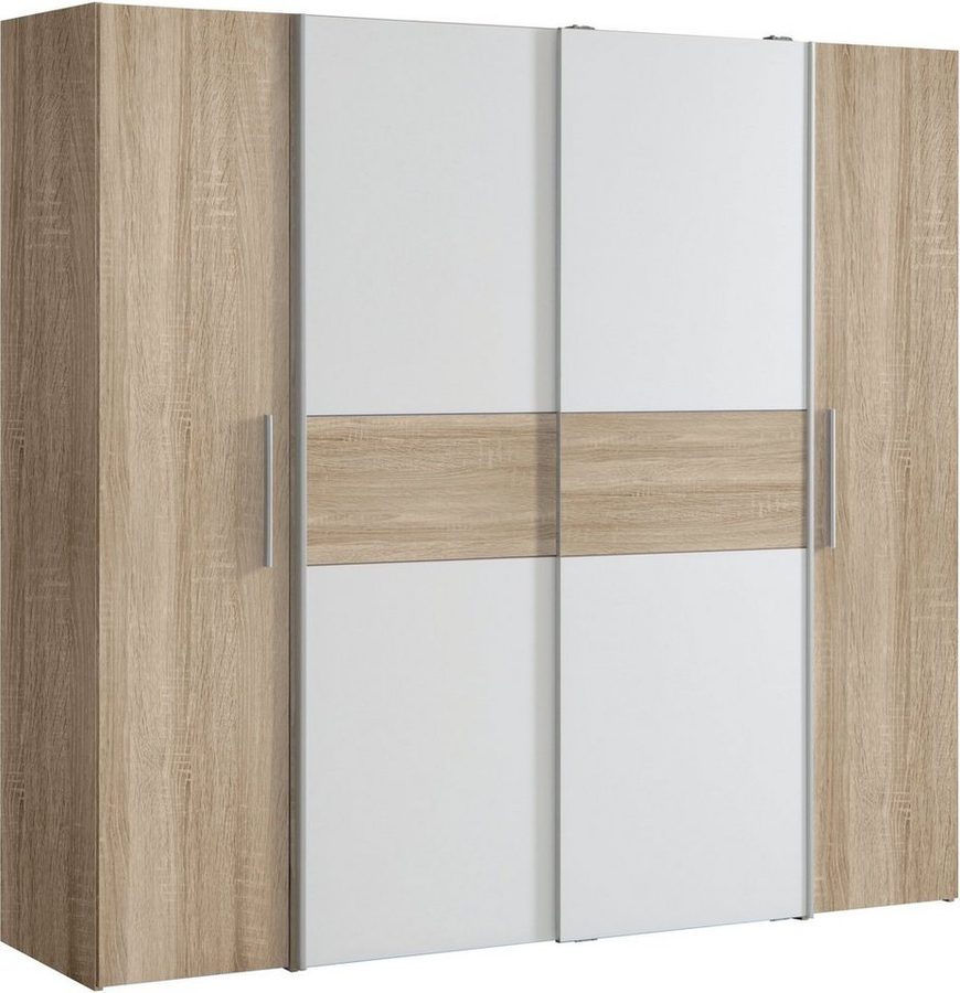 FORTE Kleiderschrank Kalixtus, Made in Europe (B/H/T ca. 200x190x60 cm, 2 Schiebetüren, 2 Drehtüren, 8 Einlegeböden) Kombination aus Dreh- und Schwebetüren, mehrere Farben von FORTE