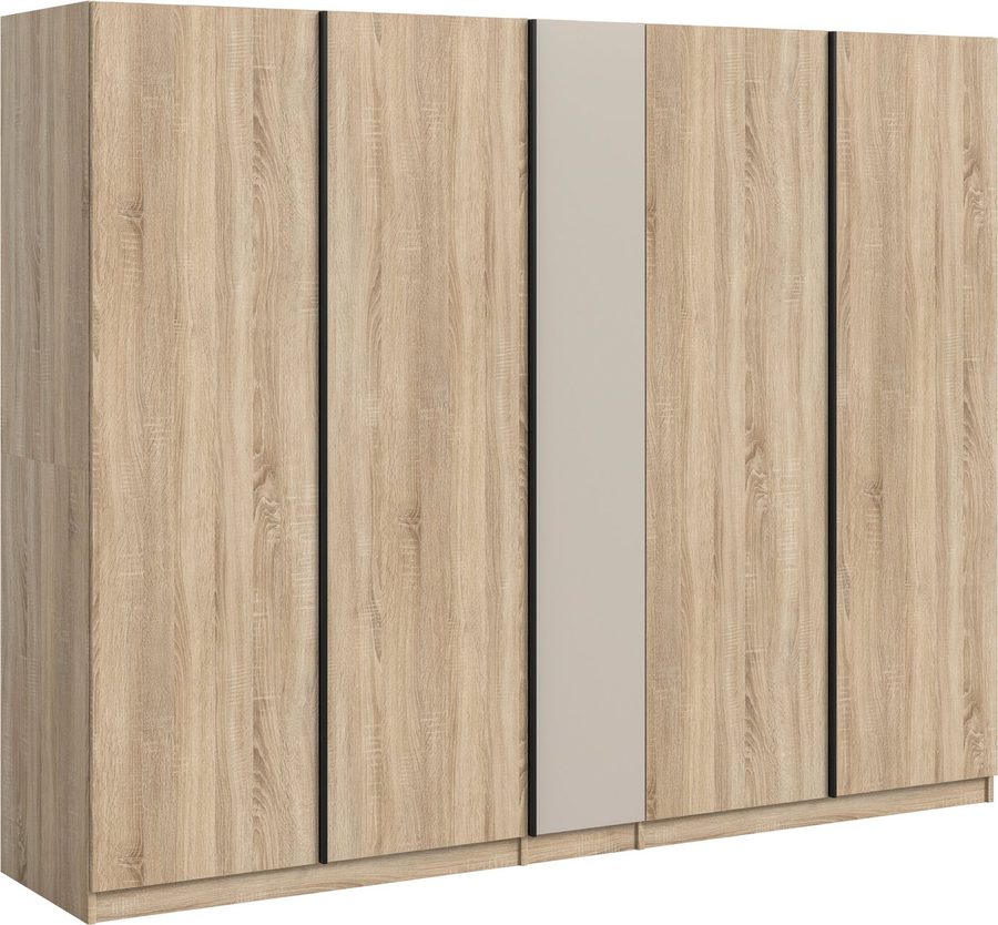 Home affaire Kleiderschrank BENDINGO, Schlafzimmerschrank, Schrank, Garderobenschrank (OTTO BESTSELLER, Garderobe & Schlafzimmer) Breite 230cm, Eiche NB, 5-türig, 2 Kleiderstangen und 6 Ablageböden