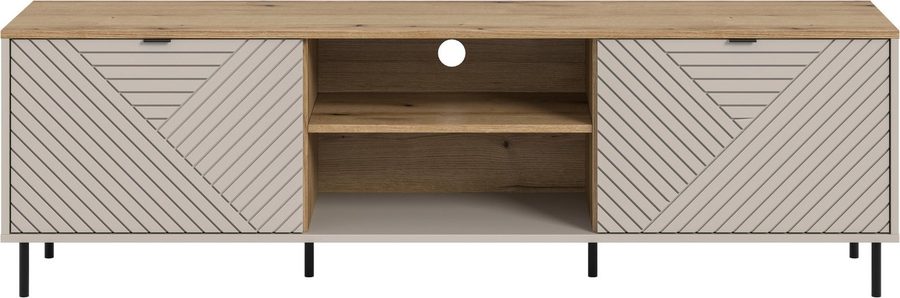 Home affaire Lowboard RAITA, Breite 184 cm, Front mit Desgin-Fräsung, 2 Türen, viel Stauraum (moderne Farbkombi, individuell einsetzbar, Griffe & Füße aus Metall), Kommode, Anrichte, Schrank, Sideboard, TV-Schrank, TV-Lowboard von home affaire