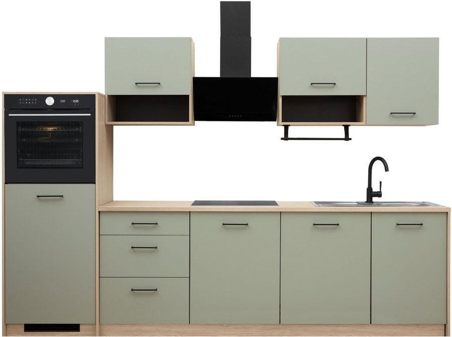 KOCHSTATION Küchenzeile KS-Kolari, Küchenblock Made in Germany, Breite 290 cm, wahlweise mit Hanseatic-E-Geräten