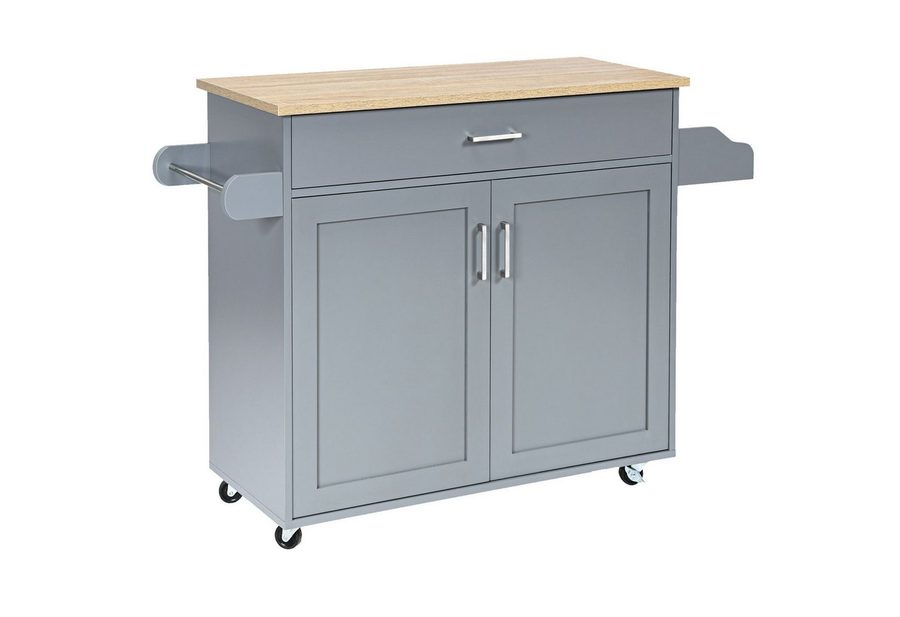 COSTWAY Küchenwagen Servierwagen mit Arbeitsplatte & Handtuchhalter, Rollen von COSTWAY
