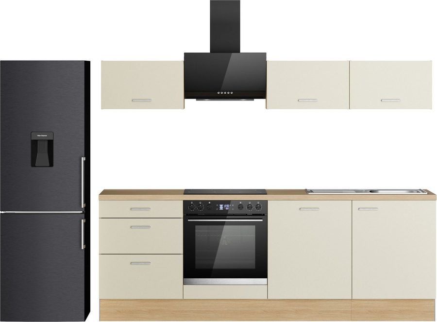 KOCHSTATION Küchenzeile KS-Sion Breite 240 cm, schnelle Montage OPTIsnap, wahlw. m.HANSEATIC-E-Geräten u.Stand Alone