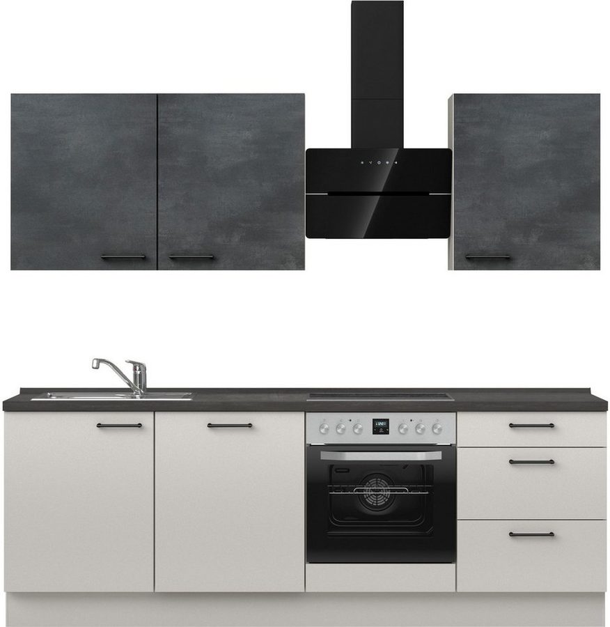 nobilia® Küchenzeile "MIAMI", NEU: individuell anpassbar mit gratis Profi-Beratung, vormontiert, Breite 240 cm, Ausrichtung wählbar, wahlw. mit E-Geräten