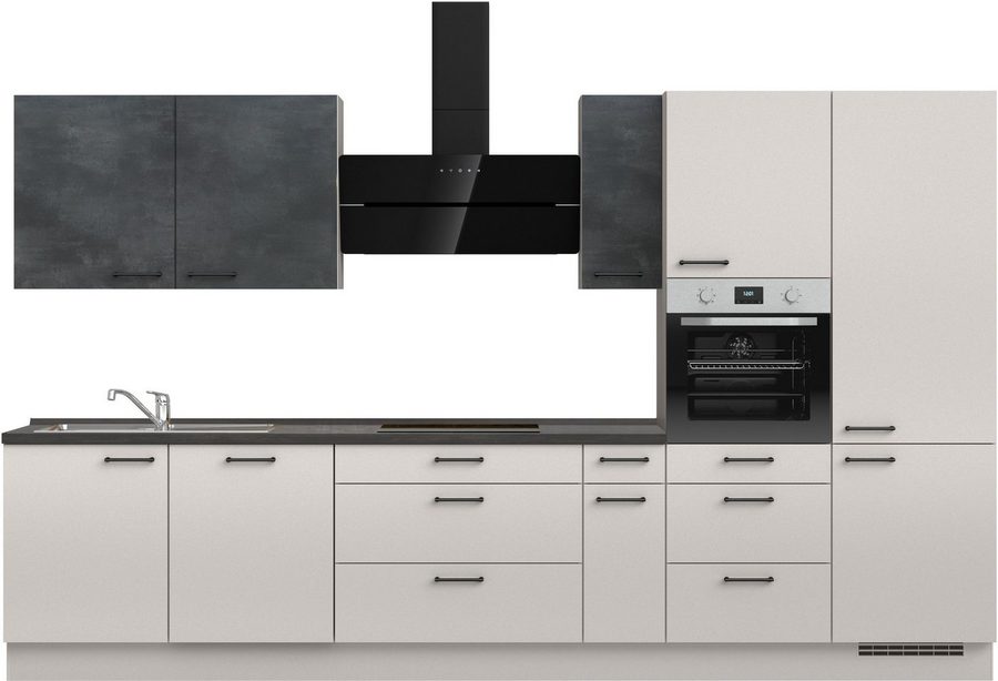 nobilia® Küchenzeile "MIAMI", NEU: individuell anpassbar mit gratis Profi-Beratung, vormontiert, Breite 360 cm, Ausrichtung wählbar, wahlw. mit E-Geräten
