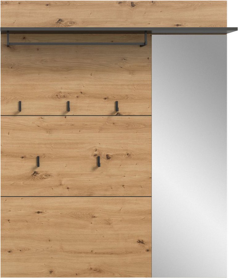 Home affaire Garderobenpaneel REHAT, TOPSELLER!, Breite 120 cm, Hutablage, 5 Haken, Garderobenstange (in verschiedenen Ausführungen), Paneel, Wandboard, Garderobe, Garderobenleiste, Garderobenboard von home affaire