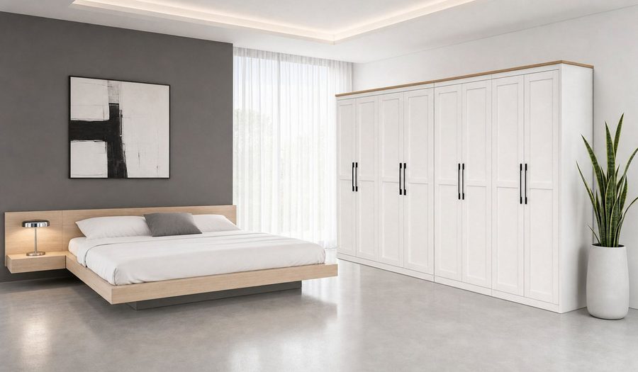 OTTO home Kleiderschrank Büsum Schlafzimmer Schrank mit 8 Türen (stabile robuste Bauweise mit optimaler Aufteilung - Breite 4m) Schlafzimmerschrank Landhaus Design Garderobe Schrank Bestseller