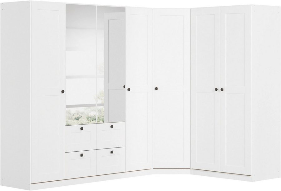 OTTO home Schrank-Set Mehrzweckschrank Aktenschrank Möbel Mietswohnung Schlafzimmer YLVA, (Set, 3-St., Schenkelmaß: 266x162 cm, Höhe 197 cm), skandinavischer Style mit Rahmenfront und Knopfgriffen MADE IN GERMANY