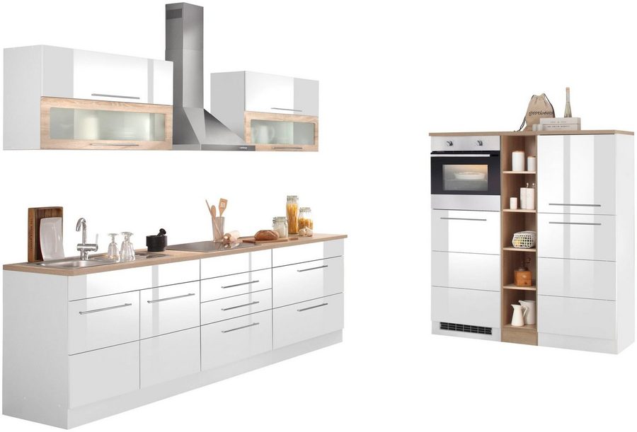 KOCHSTATION Küchenzeile KS-Wien, Breite 430 cm, wahlweise mit E-Geräten und Induktion