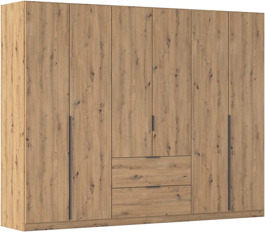 OTTO home Drehtürenschrank Kleiderschrank Schrank Garderobe AGORDO mit Dekor- oder Hochglanzfront (in zwei Griff-Farben, Breite 271 cm) mit Außenschubkästen, Serie in 7 Breiten und 2 Höhen MADE IN GERMANY
