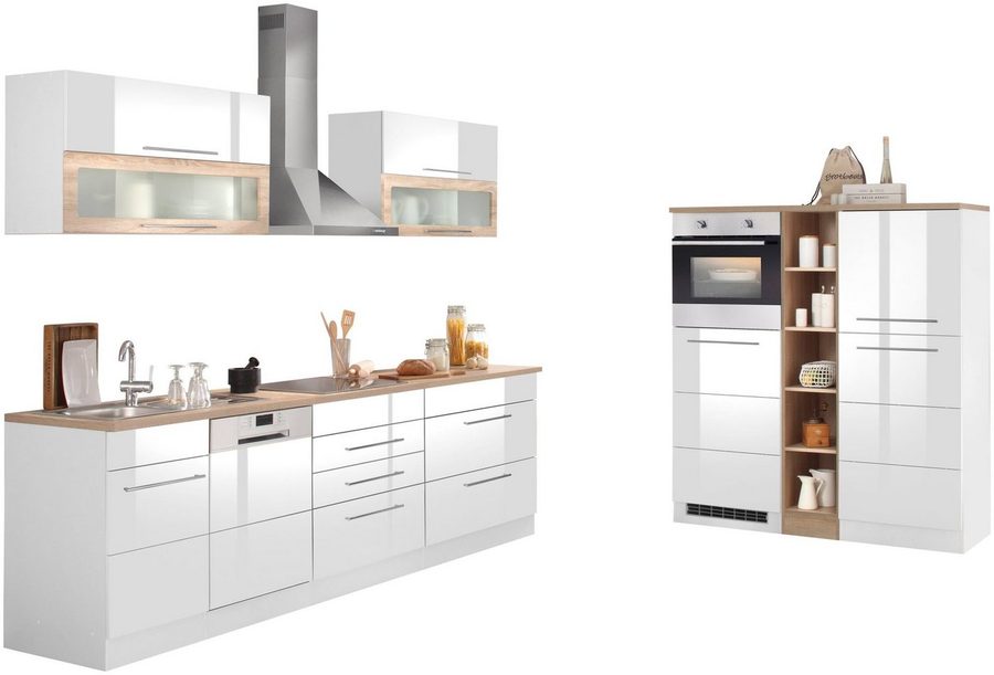 KOCHSTATION Küchenzeile KS-Wien, Breite 440 cm, wahlweise mit E-Geräten und Induktion